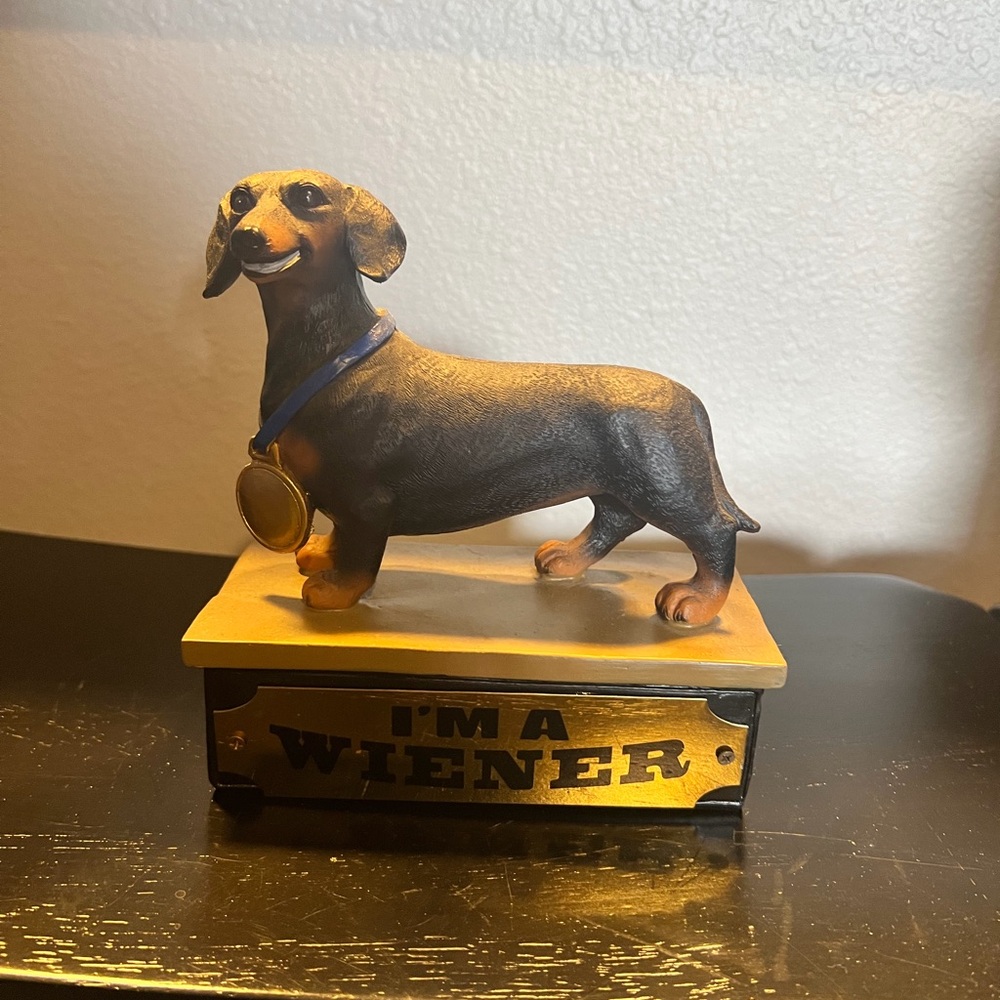 Dachshund Figurine with Gold Accents